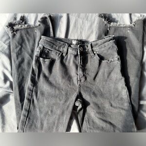 Mid-Rise Cropped Ankle Jeans in Charcoal Gray